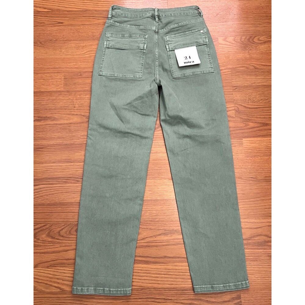 MICA Denim Sap Green Cargo Utility Cropped Straight Stretch Pants Women's 24 NWT - Picture 2 of 4